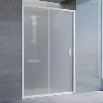 Душевая дверь в нишу Vegas Glass ZP 130 01 10 профиль белый, стекло сатин