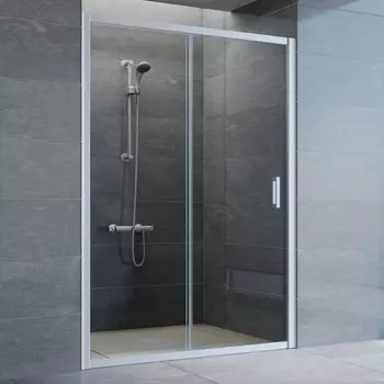Душевая дверь в нишу Vegas Glass ZP 135 07 01 профиль матовый хром, стекло прозрачное