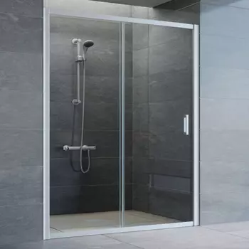 Душевая дверь в нишу Vegas Glass ZP 150 07 01 профиль матовый хром, стекло прозрачное
