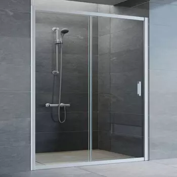 Душевая дверь в нишу Vegas Glass ZP 160 07 01 профиль матовый хром, стекло прозрачное