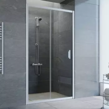 Душевая дверь в нишу Vegas Glass ZP 105 07 01 профиль матовый хром, стекло прозрачное