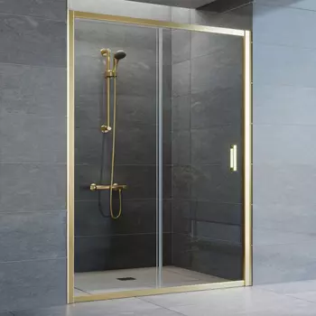 Душевая дверь в нишу Vegas Glass ZP 140 09 01 профиль золото, стекло прозрачное