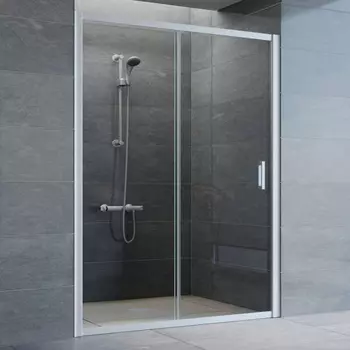 Душевая дверь в нишу Vegas Glass ZP 140 07 01 профиль матовый хром, стекло прозрачное