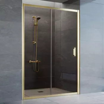 Душевая дверь в нишу Vegas Glass ZP 135 09 05 профиль золото, стекло бронза