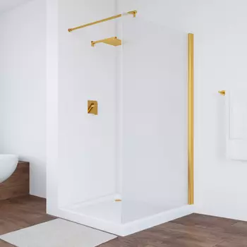 Душевая перегородка Vegas Glass EAF 106 09 10 профиль золото, стекло сатин