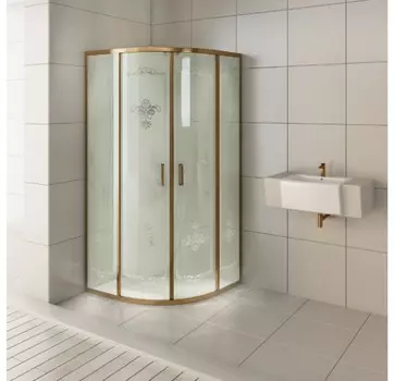 Душевое ограждение Affetto Omega С МАТОВЫМ СТЕКЛОМ, БРОНЗА 1000х1000х1900