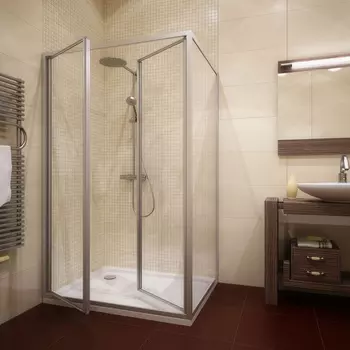 Душевой уголок GuteWetter Practic Rectan GK-402 левая 100x85 см стекло бесцветное, профиль матовый хром