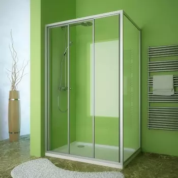 Душевой уголок GuteWetter Practic Rectan GK-403 левая 125x110 см стекло бесцветное, профиль матовый хром