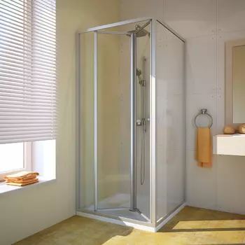 Душевой уголок GuteWetter Practic Square GK-404 левая 100x100 см стекло бесцветное, профиль матовый хром