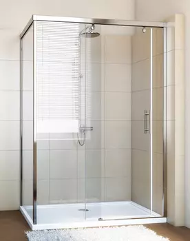 Душевой уголок GuteWetter Slide Rectan GK-863B левая 110x70 см стекло бесцветное, профиль хром