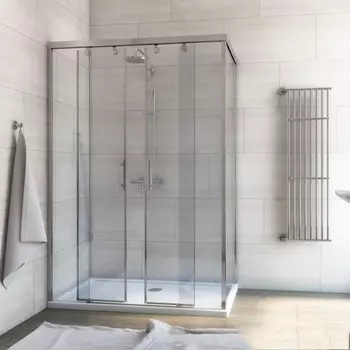 Душевой уголок GuteWetter Slide Rectan GK-865 левая 140x70 см стекло бесцветное, профиль хром