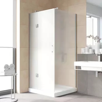 Душевой уголок Vegas Glass AFP-Fis Lux 100*90 08 10 L профиль глянцевый хром, стекло сатин