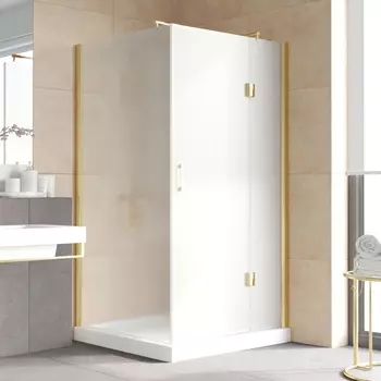 Душевой уголок Vegas Glass AFP-Fis Lux 120*100 09 10 R профиль золото, стекло сатин