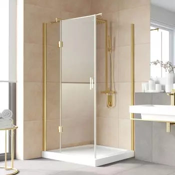 Душевой уголок Vegas Glass AFP-Fis Lux 120*90 09 01 L профиль золото, стекло прозрачное