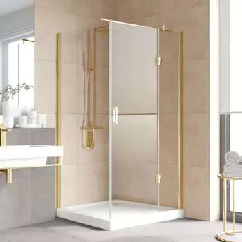 Душевой уголок Vegas Glass AFP-Fis Lux 120*90 09 01 R профиль золото, стекло прозрачное