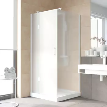 Душевой уголок Vegas Glass AFP-Fis Lux 100*90 01 10 R профиль белый, стекло сатин