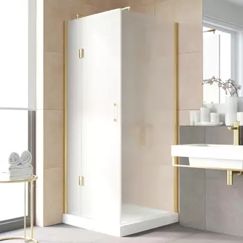 Душевой уголок Vegas Glass AFP-Fis Lux 90 09 10 L профиль золото, стекло сатин