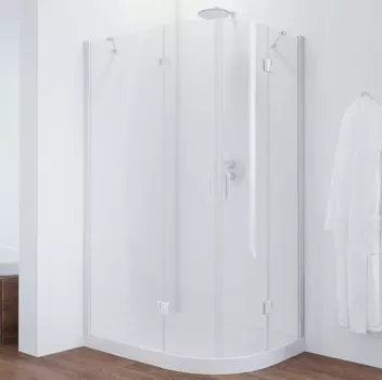 Душевой уголок Vegas Glass AFS-F 110*100 01 01 L профиль белый, стекло прозрачное