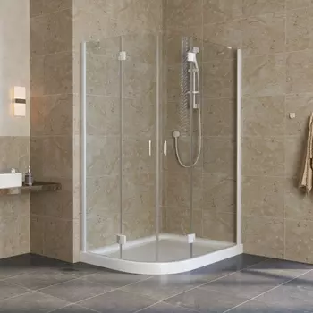 Душевой уголок Vegas Glass AFS-F Lux 120*110 01 01 R профиль белый, стекло прозрачное