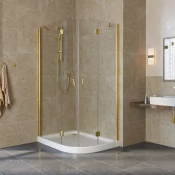 Душевой уголок Vegas Glass AFS-F Lux 110*80 09 01 L профиль золото, стекло прозрачное