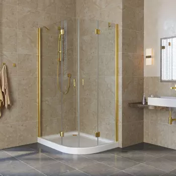 Душевой уголок Vegas Glass AFS-F Lux 100*80 09 01 L профиль золото, стекло прозрачное