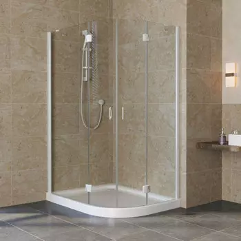 Душевой уголок Vegas Glass AFS-F Lux 120*110 01 01 L профиль белый, стекло прозрачное