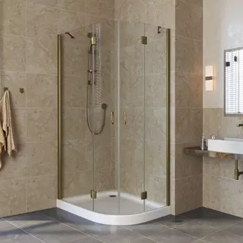 Душевой уголок Vegas Glass AFS-F Lux 80*90 05 01 L профиль бронза, стекло прозрачное
