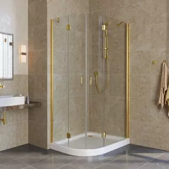 Душевой уголок Vegas Glass AFS-F Lux 80*90 09 01 R профиль золото, стекло прозрачное
