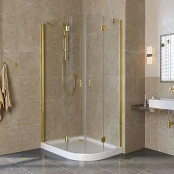 Душевой уголок Vegas Glass AFS-F Lux 80*90 09 01 L профиль золото, стекло прозрачное