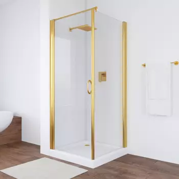 Душевой уголок Vegas Glass EP-Fis 80 09 01 L профиль золото, стекло прозрачное