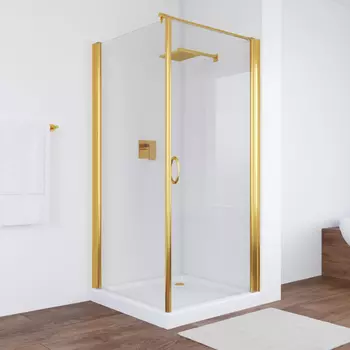 Душевой уголок Vegas Glass EP-Fis 90 09 01 R профиль золото, стекло прозрачное