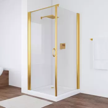 Душевой уголок Vegas Glass EP-Fis 90 09 01 L профиль золото, стекло прозрачное