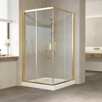 Душевой уголок Vegas Glass ZA 0110 09 01 профиль золото, стекло прозрачное