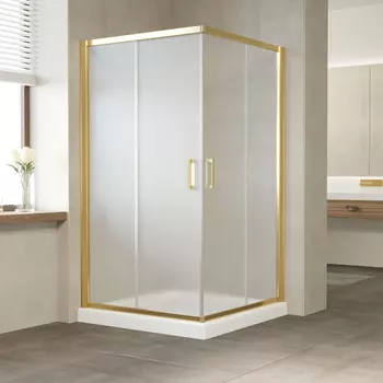Душевой уголок Vegas Glass ZA 0120 09 10 профиль золото, стекло сатин