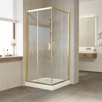 Душевой уголок Vegas Glass ZA 80 09 01 профиль золото, стекло прозрачное