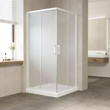 Душевой уголок Vegas Glass ZA 90 01 10 профиль белый, стекло сатин