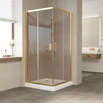 Душевой уголок Vegas Glass ZA 90 09 05 профиль золото, стекло бронза