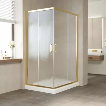 Душевой уголок Vegas Glass ZA-F 100*90 09 02 профиль золото, стекло шиншилла