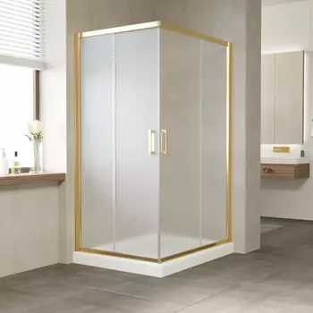 Душевой уголок Vegas Glass ZA-F 100*90 09 10 профиль золото, стекло сатин