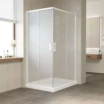 Душевой уголок Vegas Glass ZA-F 100*80 01 10 профиль белый, стекло сатин