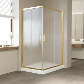 Душевой уголок Vegas Glass ZA-F 110*80 09 02 профиль золото, стекло шиншилла