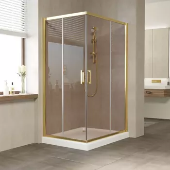 Душевой уголок Vegas Glass ZA-F 110*80 09 05 профиль золото, стекло бронза