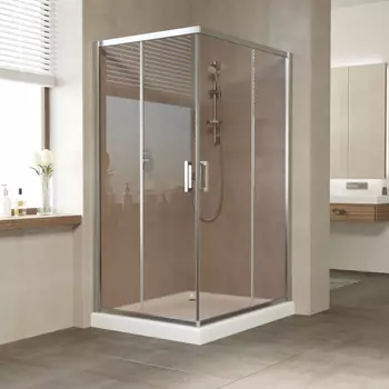 Душевой уголок Vegas Glass ZA-F 110*100 08 05 профиль глянцевый хром, стекло бронза