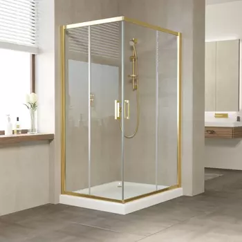 Душевой уголок Vegas Glass ZA-F 110*80 09 01 профиль золото, стекло прозрачное