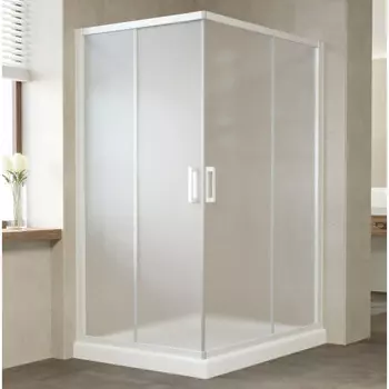 Душевой уголок Vegas Glass ZA-F 110*90 01 10 профиль белый, стекло сатин