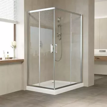 Душевой уголок Vegas Glass ZA-F 110*90 08 01 профиль глянцевый хром, стекло прозрачное