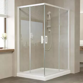 Душевой уголок Vegas Glass ZA-F 120*100 01 01 профиль белый, стекло прозрачное