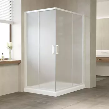 Душевой уголок Vegas Glass ZA-F 120*100 01 10 профиль белый, стекло сатин