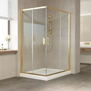 Душевой уголок Vegas Glass ZA-F 120*100 09 01 профиль золото, стекло прозрачное