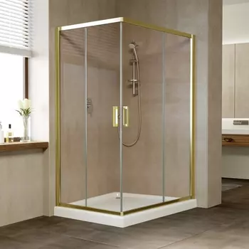 Душевой уголок Vegas Glass ZA-F 120*80 09 05 профиль золото, стекло бронза